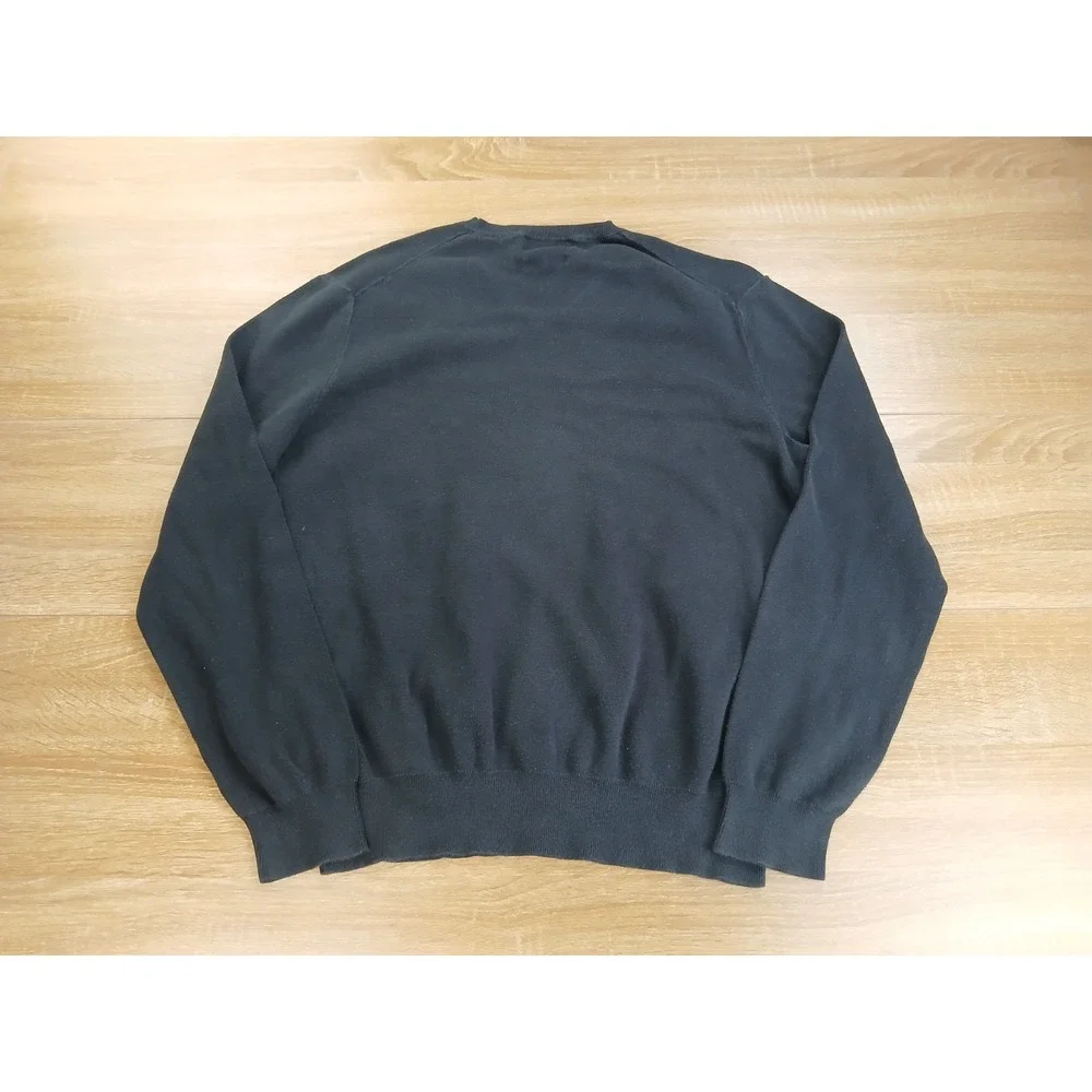 Polo Ralph Lauren Men Black Pima Cotton V-Neck Sweater Pullover Logo Size Medium